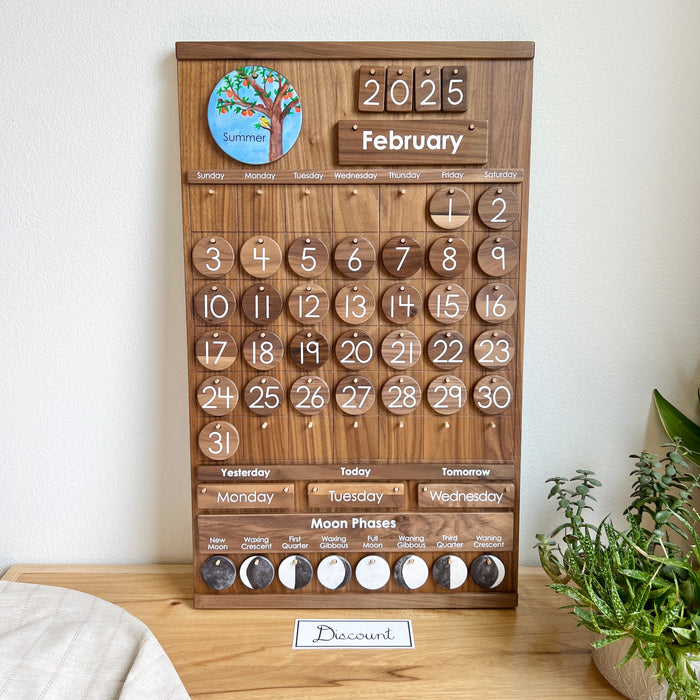 DISCOUNT Walnut Classroom Calendar - Tall Size