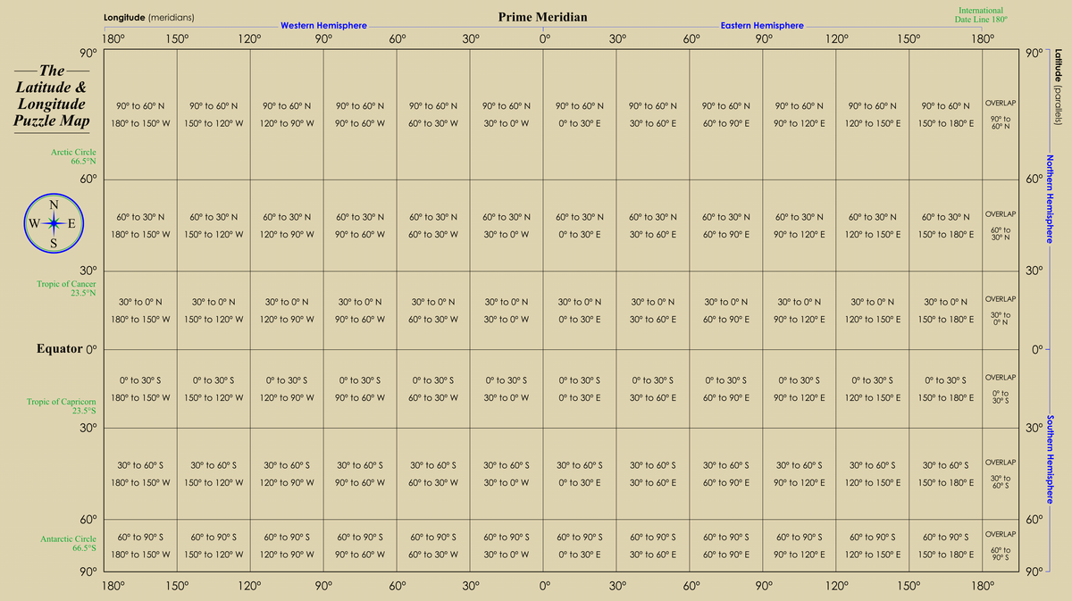 Latitude & Longitude Puzzle Map