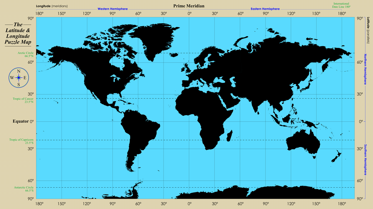 Latitude & Longitude Puzzle Map