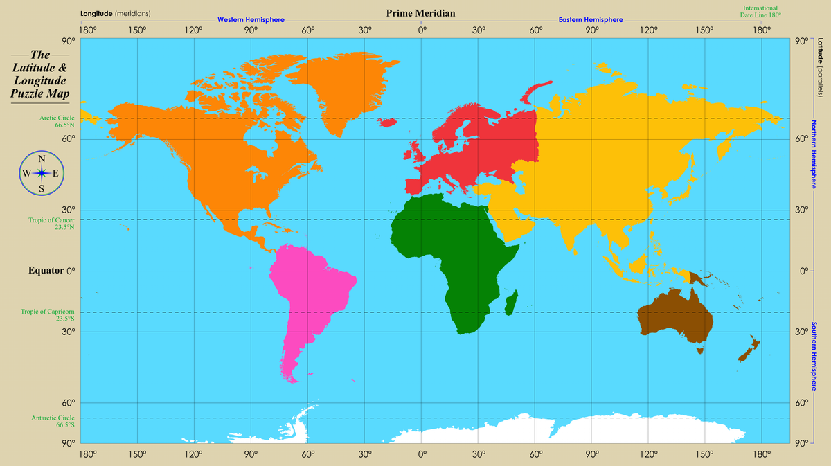 Latitude & Longitude Puzzle Map