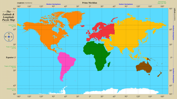 Latitude & Longitude Puzzle Map