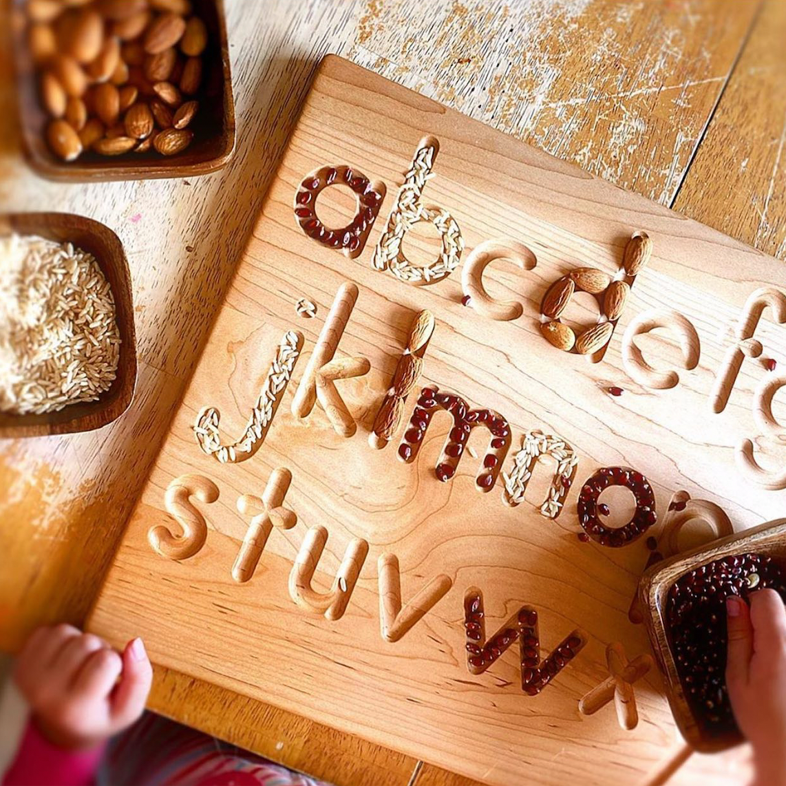 Wood Alphabet Tracing Board Wood Letter Practice Tiles w/ Wooden Pen, 18  Picture