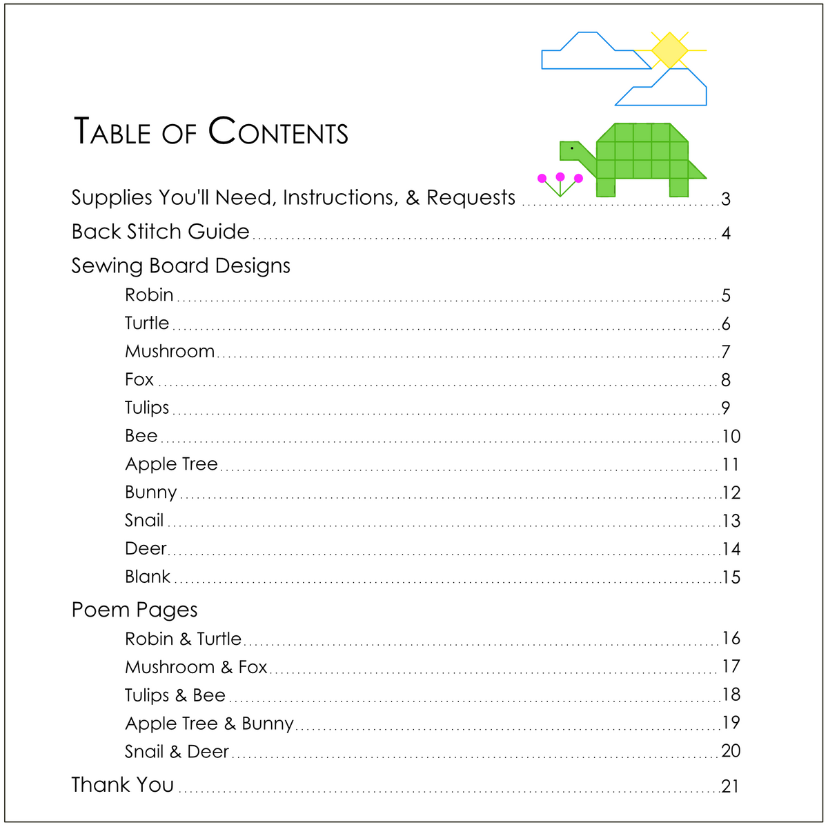 PDF: Sewing Board "Meadow Designs"