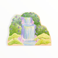 Fairy Village Waterfall - green spring side with berry bushes and pink crystals