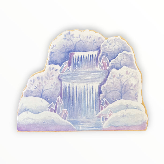 Fairy Village Waterfall - purple lavender wintery side with crystals