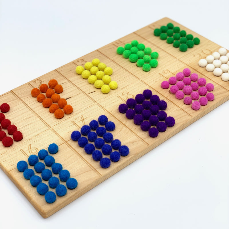 11-20 Counting Board with Wool Balls