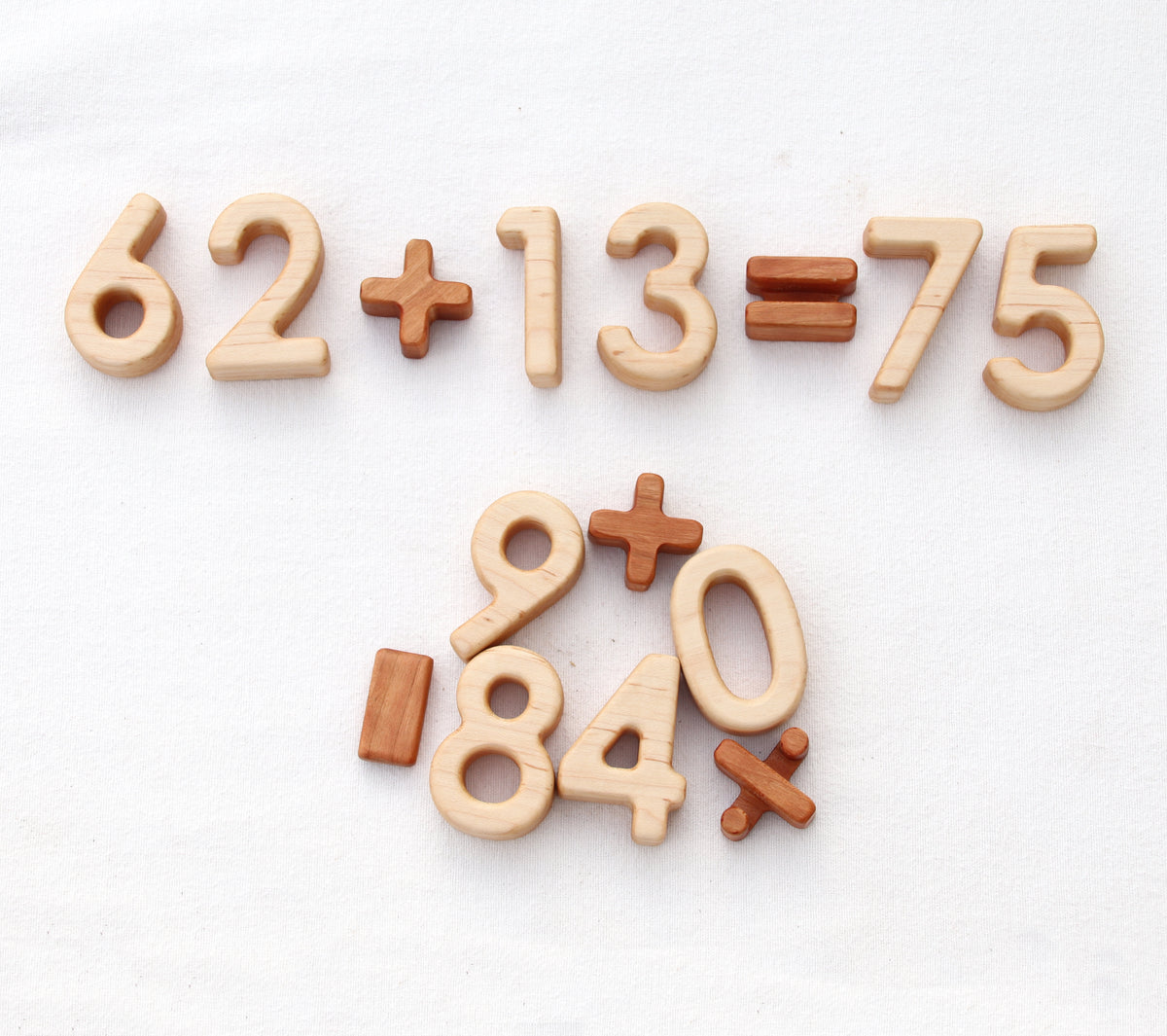 Wood Number and Math Symbol Blocks