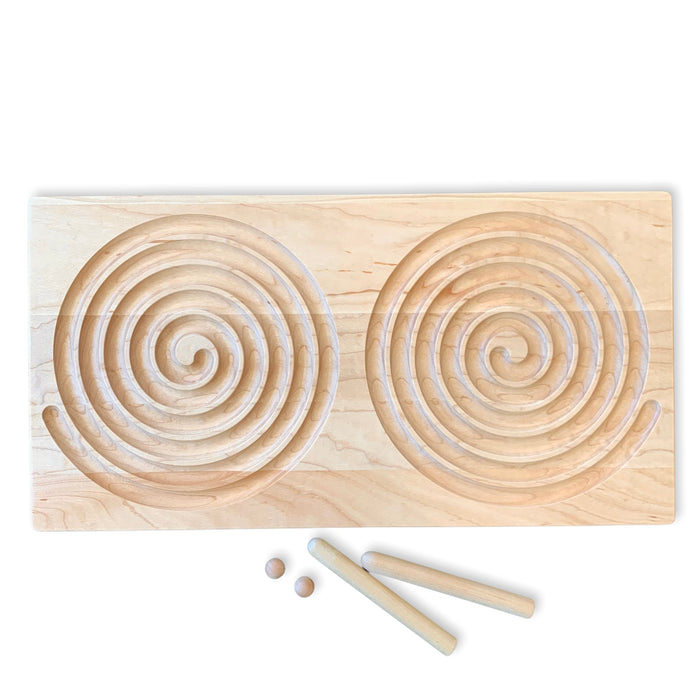 Reversible Double Spiral and Maze Tracing Board