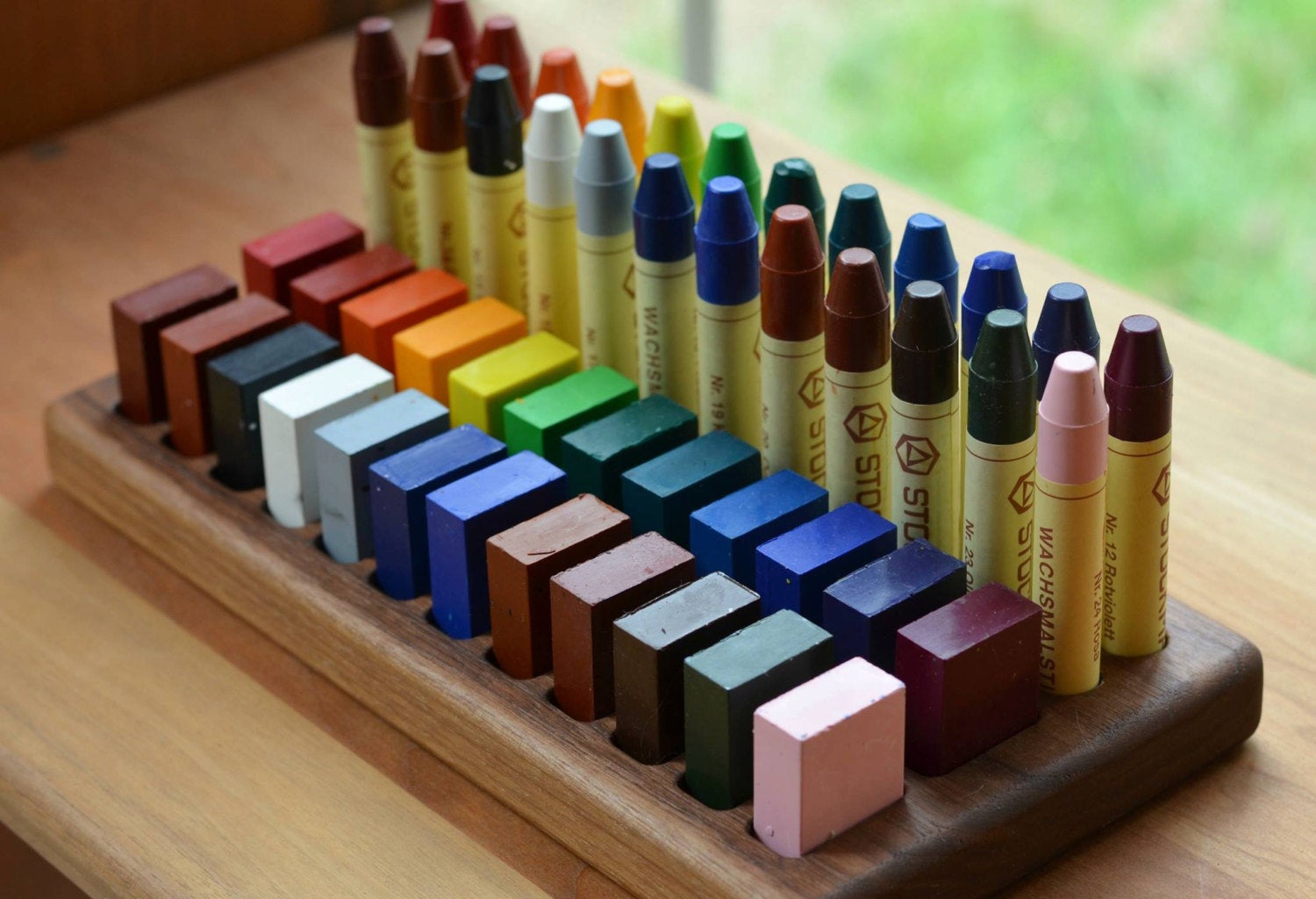 Wooden Stockmar crayon holder rectangular - Threewood