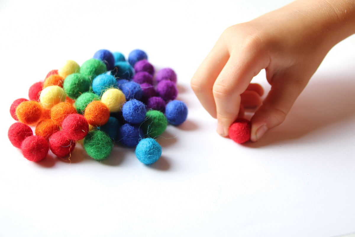 Rainbow Colours Felt Balls (Pack of 56) Craft Supplies