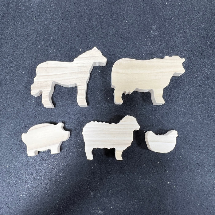 Wooden Farm Animals Set -- UNFINISHED