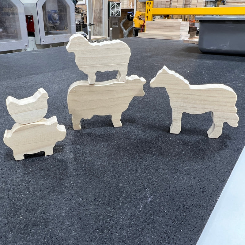 TO BE DISCONTINUED: Wooden Farm Animals Set -- UNFINISHED